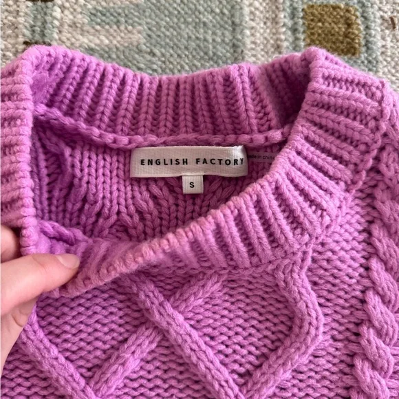 English Factory Lilac Cable Knit Crewneck Sweater - Picture 2 of 2